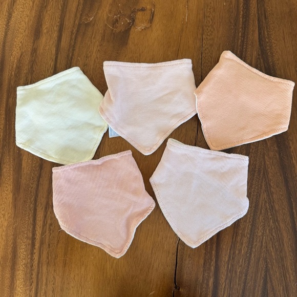 Soft Cotton Baby Bandana Bibs - Pink, Peach, Cream Tones Set of 5 - Picture 1 of 3